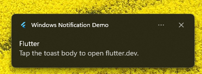 Open link Windows toast notification