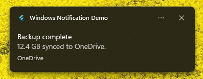 Silent Windows toast notification