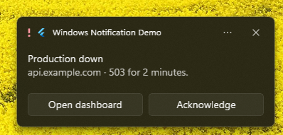 Urgent Windows toast notification